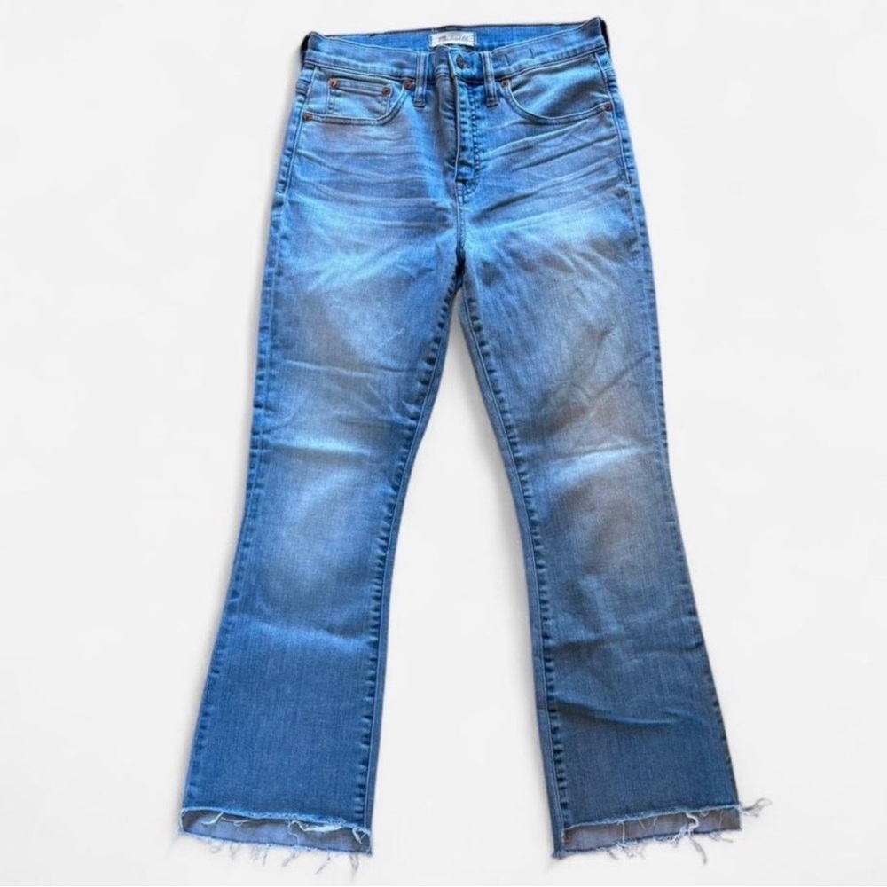 Madewell Cali Demi Boot Jeans Womens 28 Med/Light Wash Raw Hem